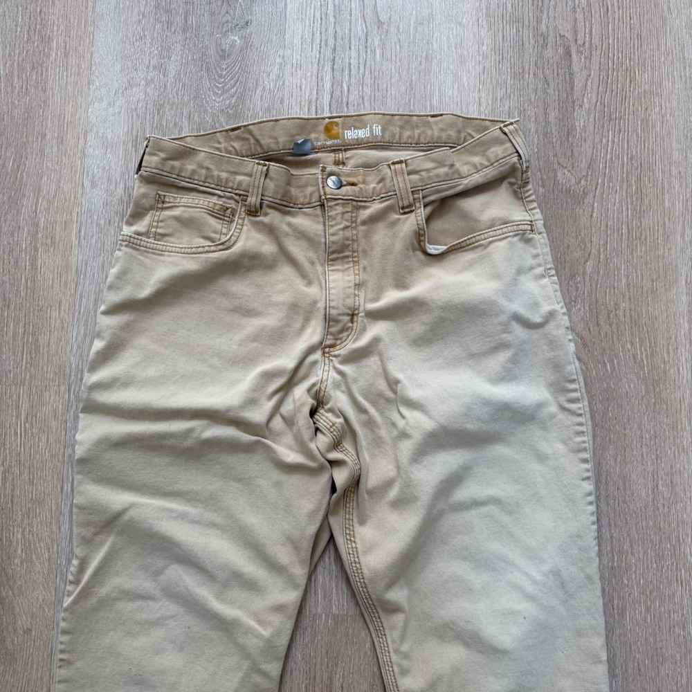 Carhartt 102517-918 Relaxed Fit Canvas Work Pants Mens 34x32 Tan Rugged Utility - Picture 2 of 12